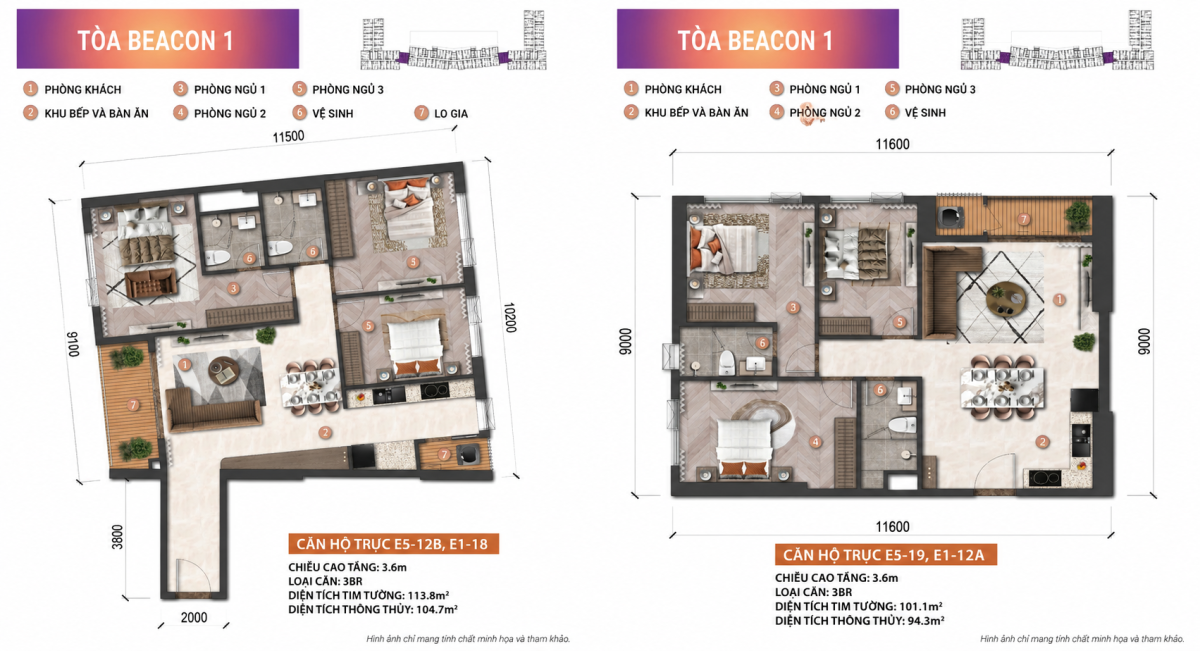 Căn hộ 3 phòng ngủ Beacon Tower Vũng Tàu